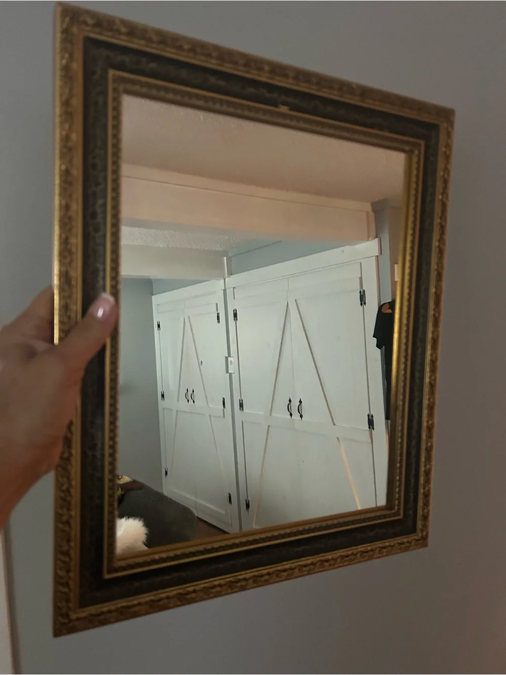 Vintage Gold & Black Ornate Framed Mirror - Crackle Finish Accent Wall Decor